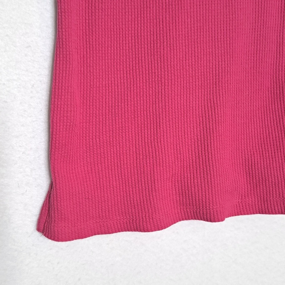 Woman Within Henley Top Womens 22/24 Pink Waffle Knit Short Sleeve Button Neck - Picture 6 of 13